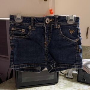 Justice Navy Denim Kids Shorts with Heart Accent